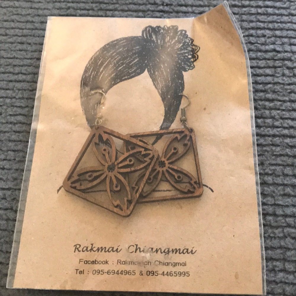 Wood earrings from Thailand